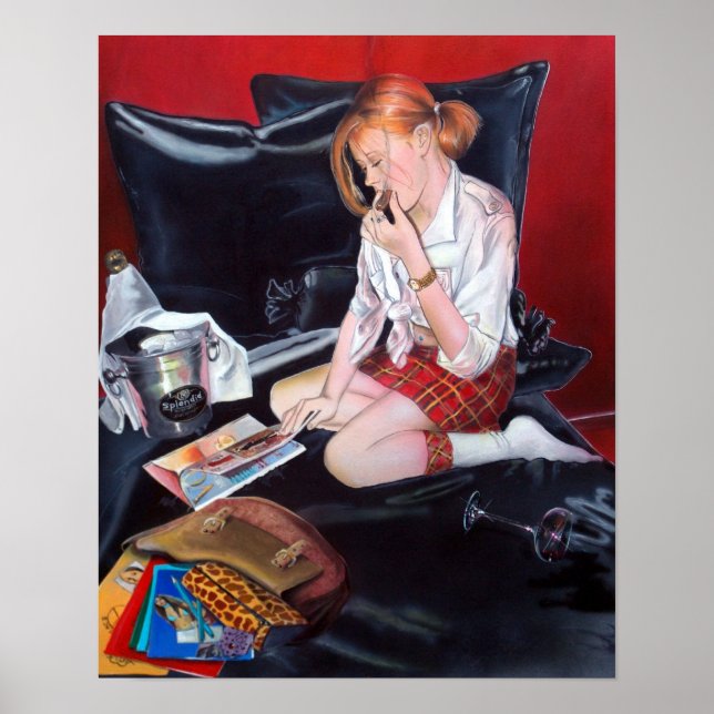 Skolans utskrivna druck poster kvinnomålning (Framsidan)