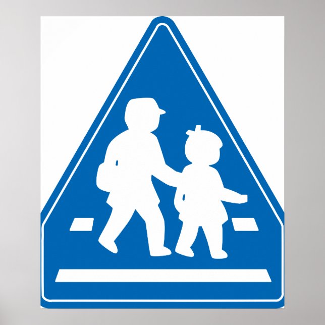 Skolbarn som korsar >> Japansk trafikkylt Poster (Framsidan)