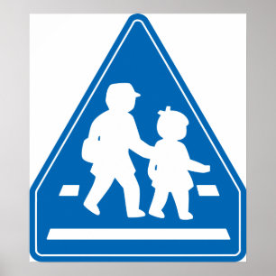 Skolbarn som passerar >> Japanskt trafiktecken Poster