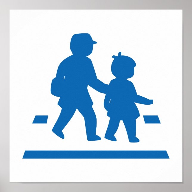 Skolbarn som passerar >> Japanskt trafiktecken Poster (Framsidan)