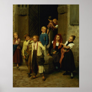 Skolbarn som tittar på en pojke Gråter, 1861 Poster