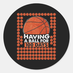 Skolbasketdagen 100 dagar Bollar för pojkar Runt Klistermärke