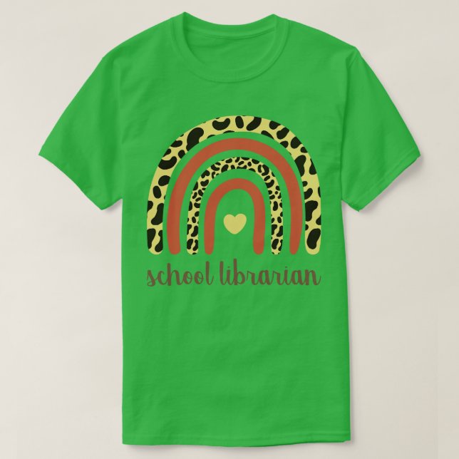 Skolbibliotekarie II Leopard Skriv ut regnbåge T Shirt (Design framsida)
