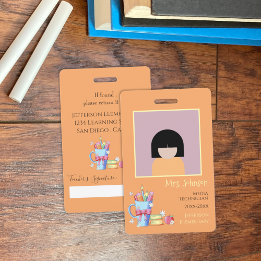 Skolbibliotekarie Orange Vertikal Foto-ID-märke