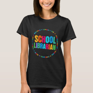Skolbibliotekarie Tee regnbåge Färgrik bibliotek E
