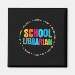 Skolbibliotekartek Tee Rainbow Colorful Bibliotek Magnet