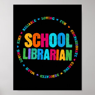 Skolbibliotekartek Tee Rainbow Colorful Bibliotek Poster