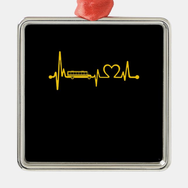 Skolbilsklädskorgen kärlek i buss buss julgransprydnad metall (Framsidan)