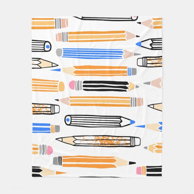 Skolblyertblyerts Hand plockade-illustration Fleecefilt (Framsidan)