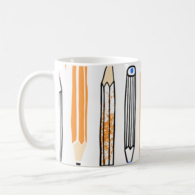 Skolblyertblyerts Hand plockade-illustration Kaffemugg (Vänster)