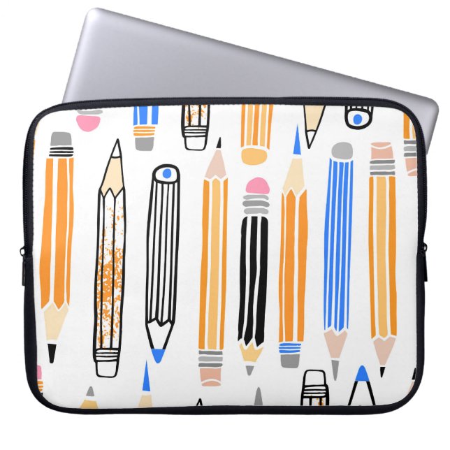 Skolblyertblyerts Hand plockade-illustration Laptop Fodral (Framsidan)