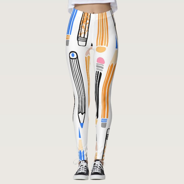 Skolblyertblyerts Hand plockade-illustration Leggings (Framsida)