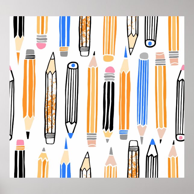 Skolblyertblyerts Hand plockade-illustration Poster (Framsidan)