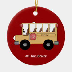 Skolbuss (anpassade) julgransprydnad keramik