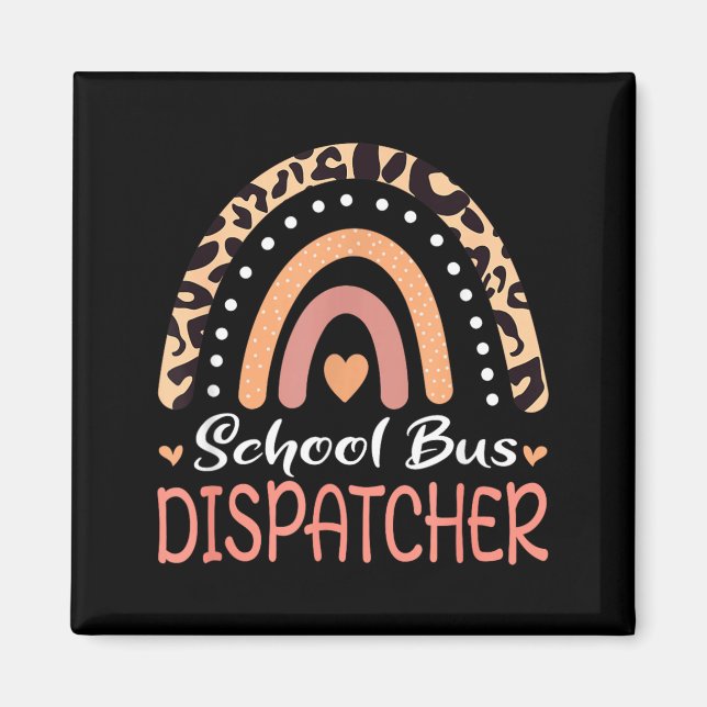 Skolbuss Dispatcher Leopard Regnbåge Magnet (Framsidan)