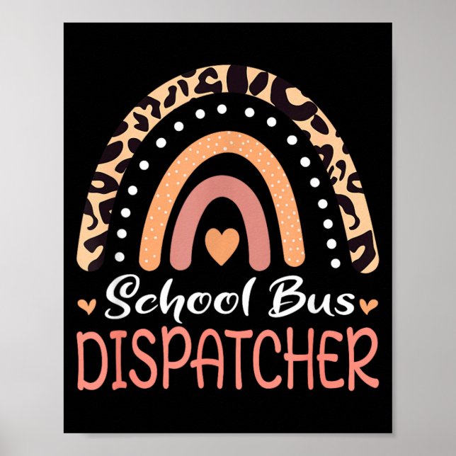 Skolbuss Dispatcher Leopard Regnbåge Poster (Framsidan)