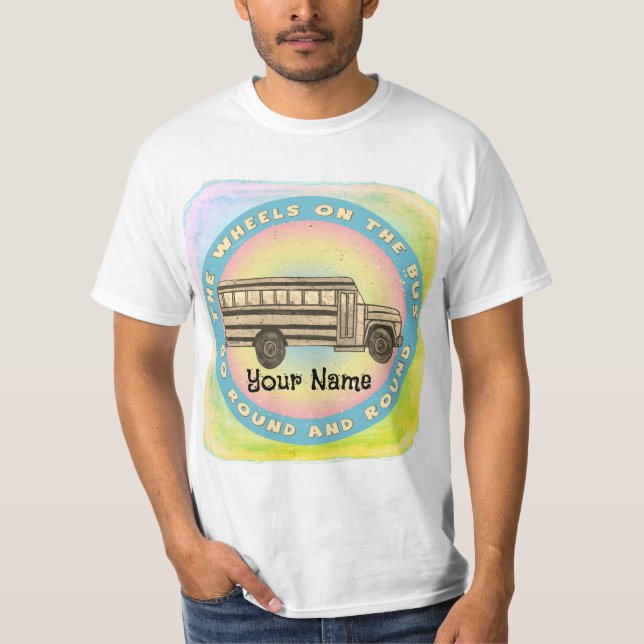Skolbuss Hjul T-Shirt (Framsida)