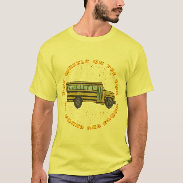 Skolbuss hjul t-shirt (Framsida)