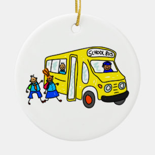 Skolbuss Julgransprydnad Keramik