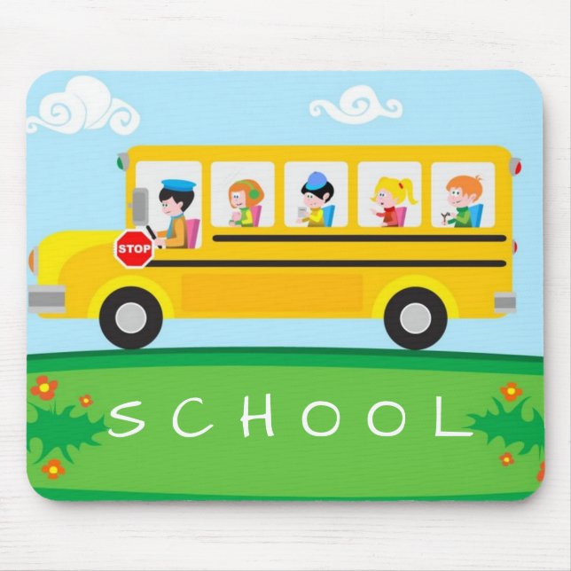Skolbuss på Mousepad Musmatta (Framsidan)