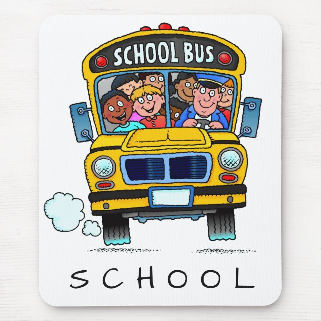 Skolbuss på musmattor (Framsidan)