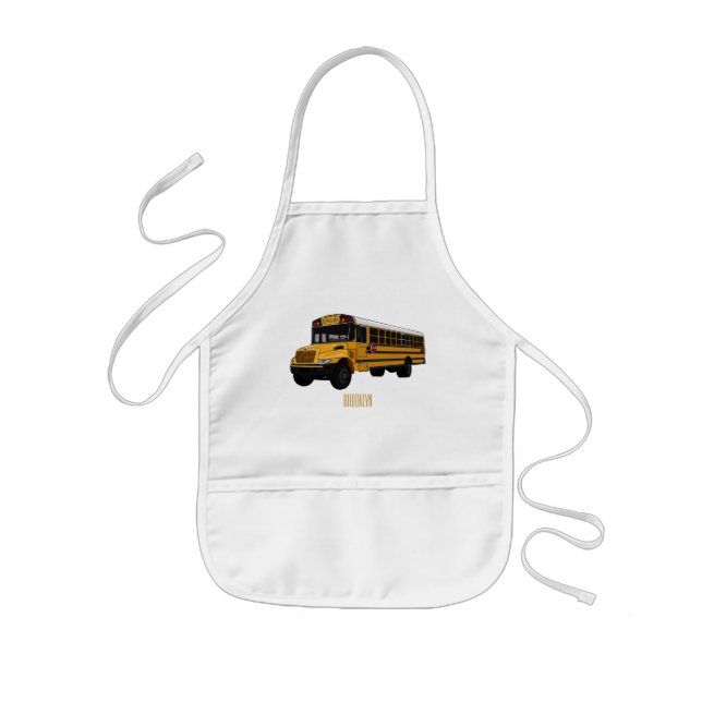 Skolbuss serieillustration barnförkläde (Framsidan)