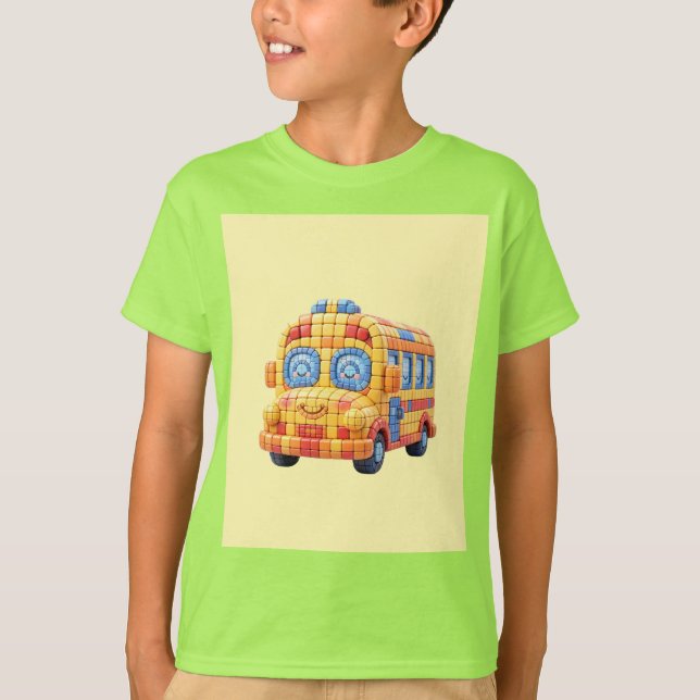 Skolbuss - solig gul bakgrund t shirt (Framsida)