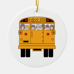 Skolbussbaksida Julgransprydnad Keramik