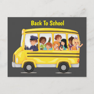 Skolbussbarn Vykort
