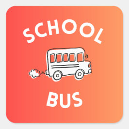 Skolbussdekal för barn fyrkantigt klistermärke