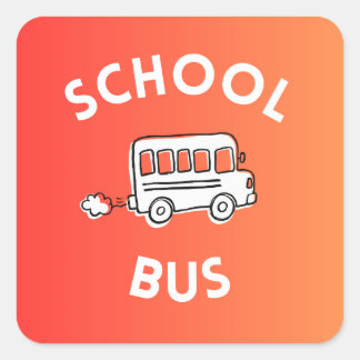 Skolbussdekal för barn fyrkantigt klistermärke