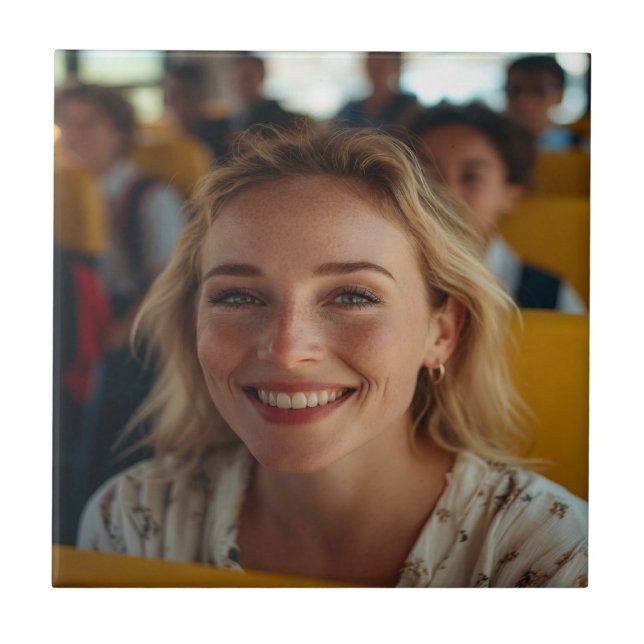 Skolbussförare Foto Anpassa Kakelplatta (Framsidan)