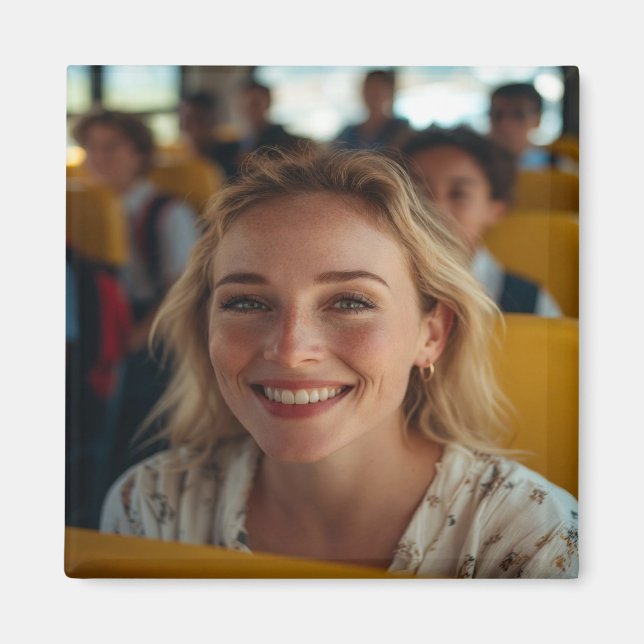 Skolbussförare Foto Anpassa Magnet (Framsidan)