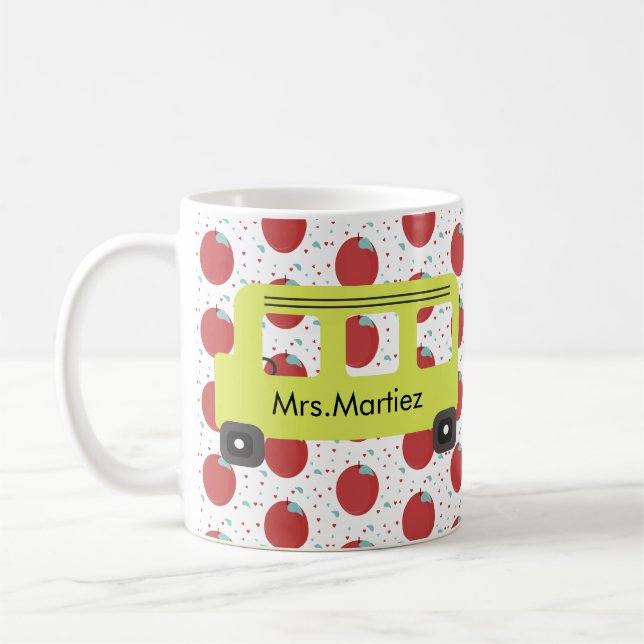 Skolbussförare Gul äppelmönster Kaffemugg (Vänster)