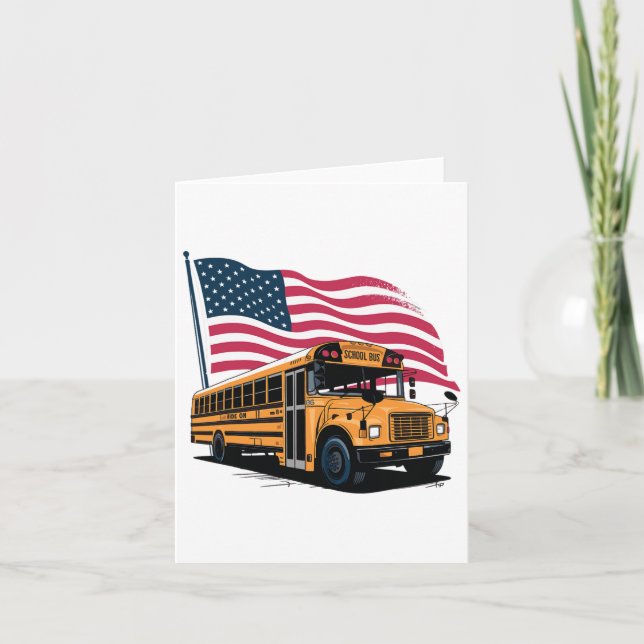 Skolbussförare Usa Flagga  Kort (Framsida)
