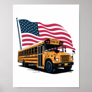 Skolbussförare Usa Flagga Poster