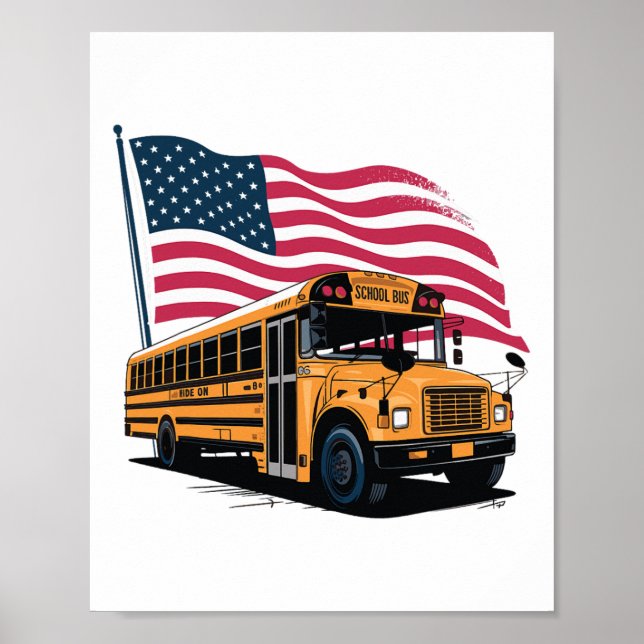 Skolbussförare Usa Flagga  Poster (Framsidan)