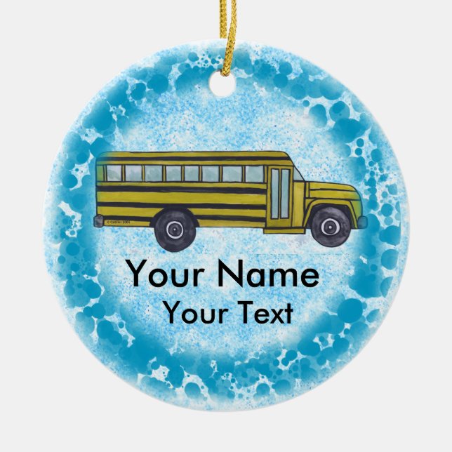 Skolbussornament Julgransprydnad Keramik (Framsidan)