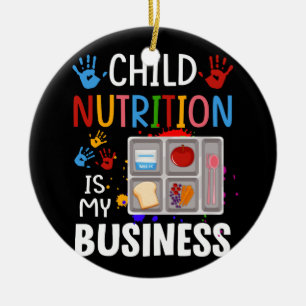 Skolcafeteria Worker Lunch Dam Food Tray Child Julgransprydnad Keramik