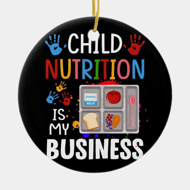 Skolcafeteria Worker Lunch Dam Food Tray Child Julgransprydnad Keramik (Framsidan)
