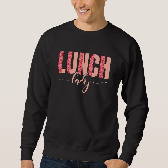 Skolcafeteriepersonal Leopard Lunchdame Lång Ärmad Tröja (Framsida)