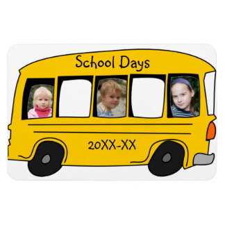 Skoldagar Gult School Buss Photo Magnet