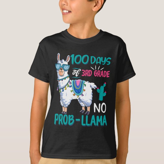 Skoldagar utan Probllama Llama 3rd Klass Teache T Shirt (Framsida)