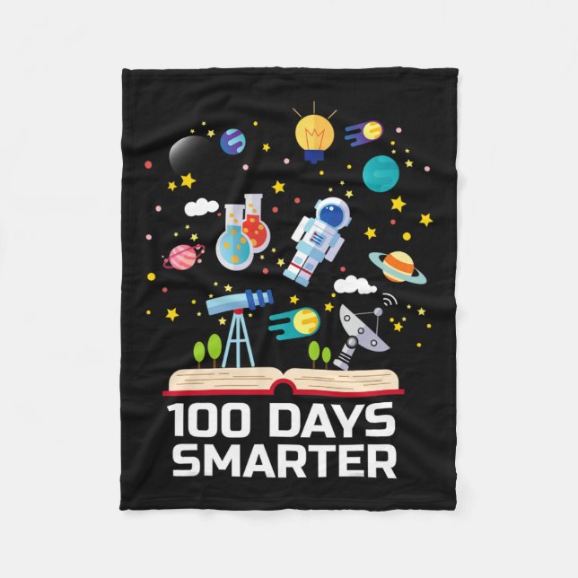 Skoldagen 100 dagar Smartare Bokar Space Älskare G Fleecefilt (Framsidan)