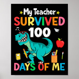 Skoldagen Min lärare Överlevt 100 dagars pojkar Tr Poster
