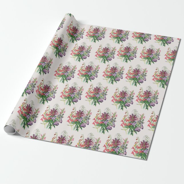Sköldblommor och Penstemon Presentpapper (Utrullad)