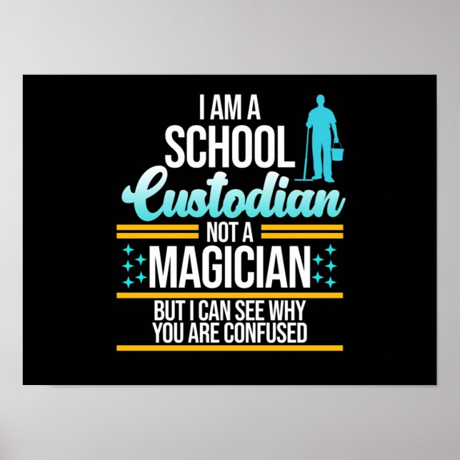 Skoldepåhållare Magician Caretaker Janitor Graphi Poster (Framsidan)