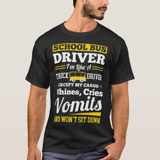 Skoldistriktsförare Gult Shuttle Buss Drivers T Shirt (Framsida)