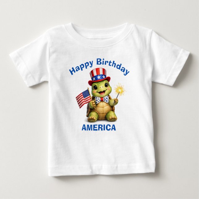 Sköldpadda (3b) Patriotisk barn t-shirt (Framsida)