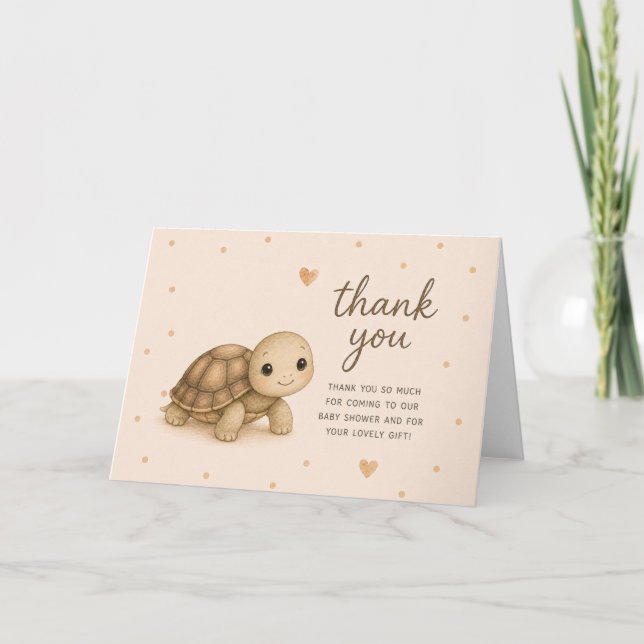Sköldpadda Baby Shower Tacksamhetskort Kort (Framsida)